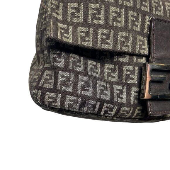 Fendi Mamma Baguette Zucchino FF Monogram Canvas Brown Shoulder Bag Hobo - Picture 3 of 10